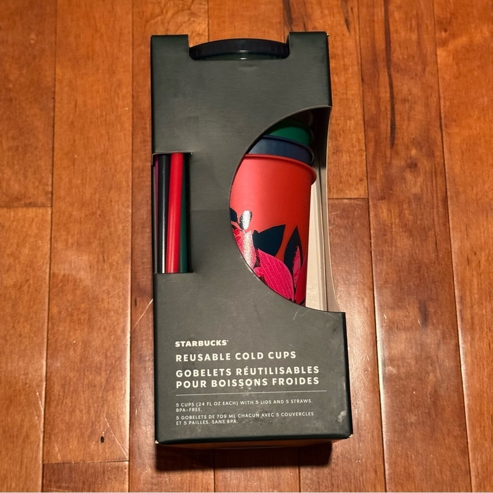 Starbucks 5-pack Reusable Cold Venti 24oz Cups With Lids & Straws Holiday 2021